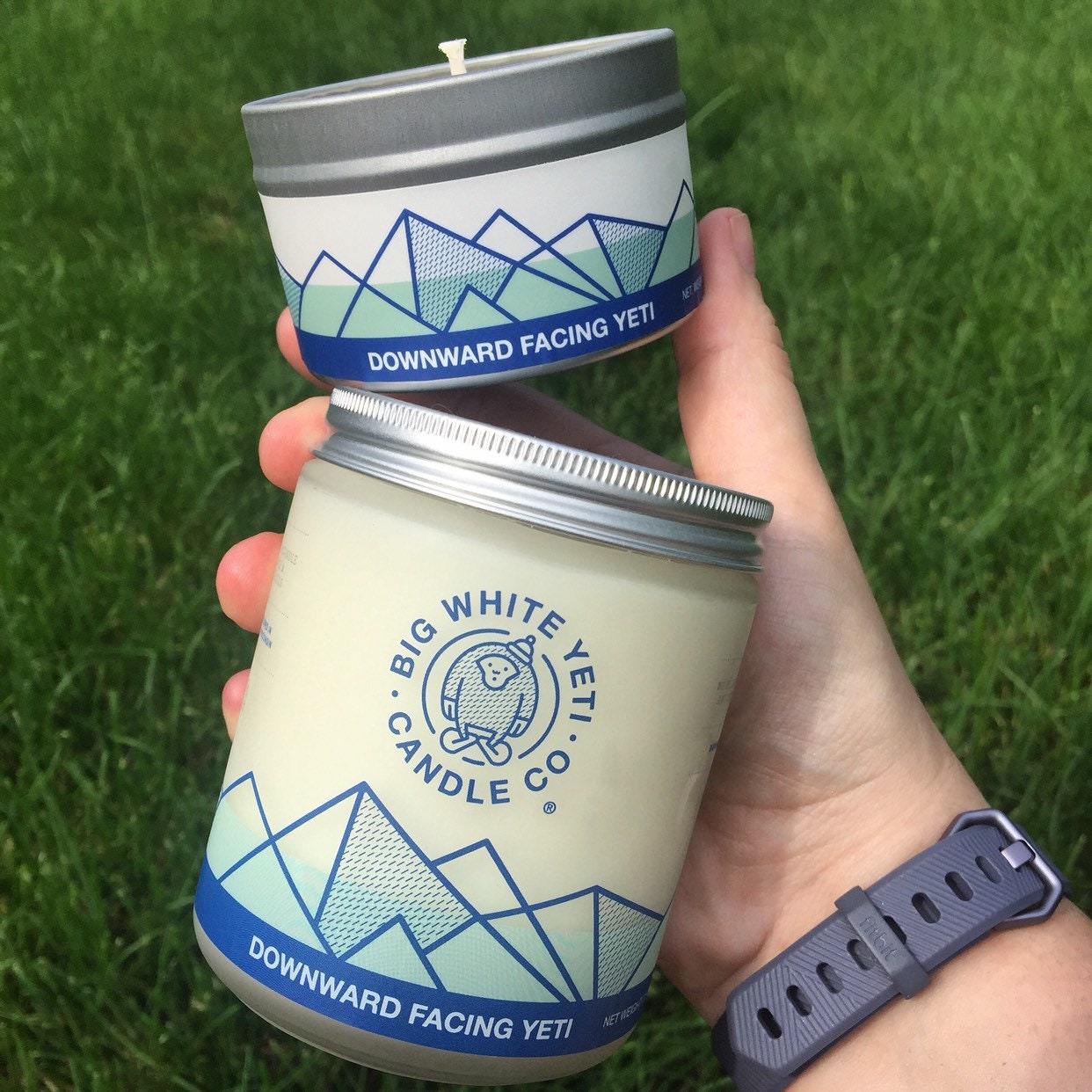 Downward Facing Yeti Soy Candle - 6oz tin or 8oz glass jar