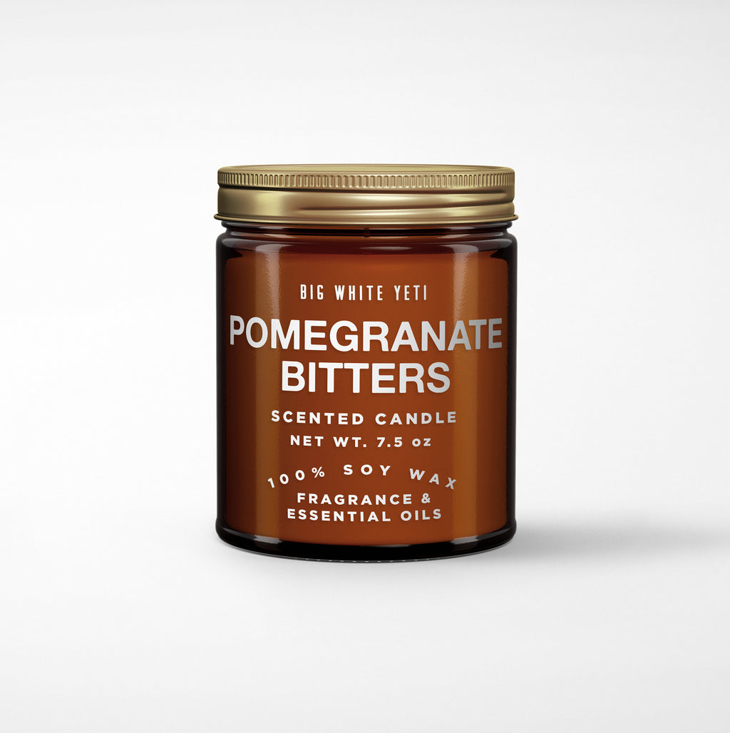Pomegranate Bitters Soy Candle- 8oz Amber Jar