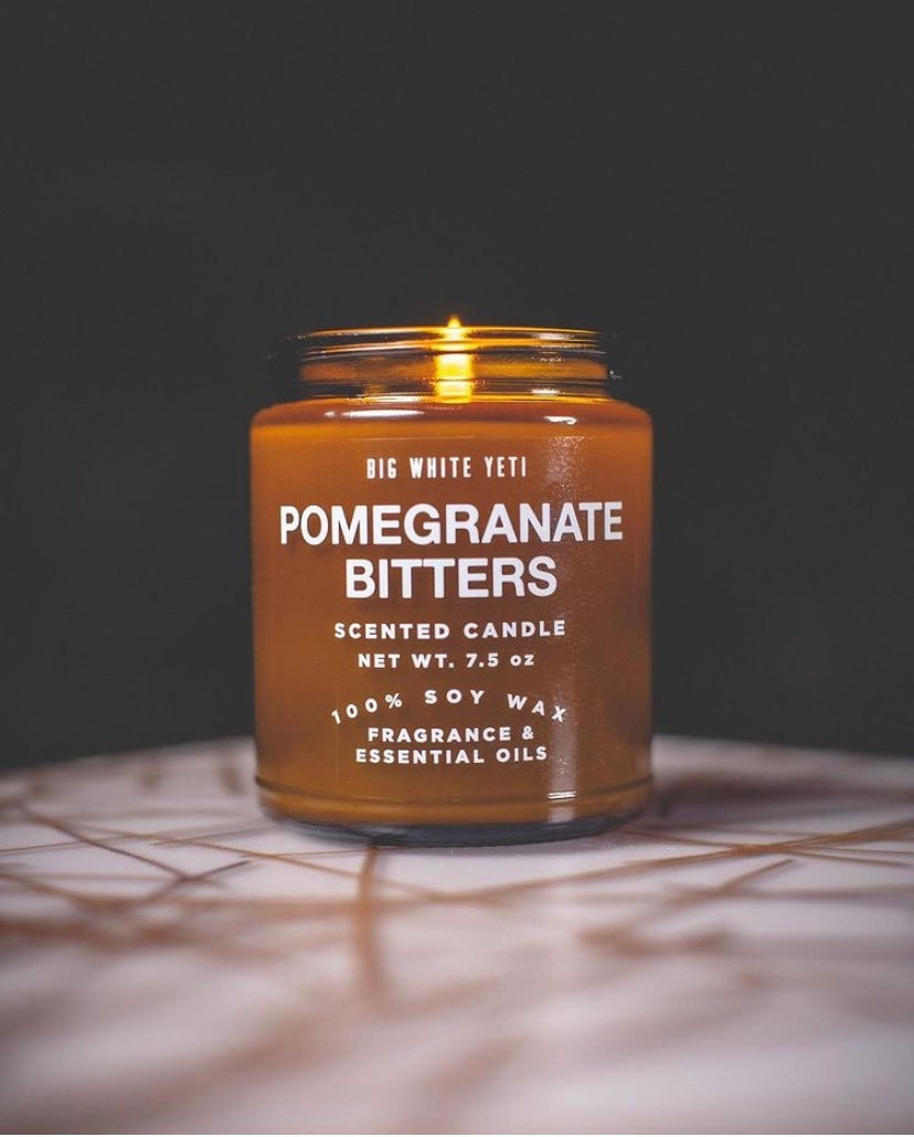 Pomegranate Bitters Soy Candle- 8oz Amber Jar