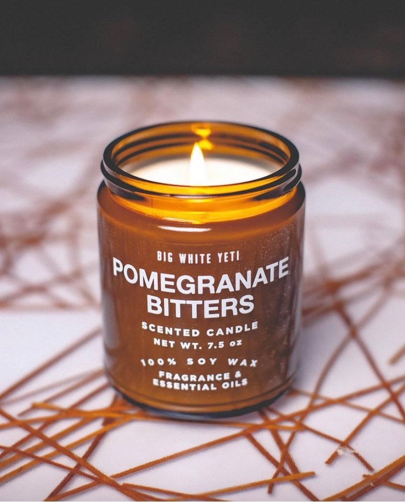Pomegranate Bitters Soy Candle- 8oz Amber Jar