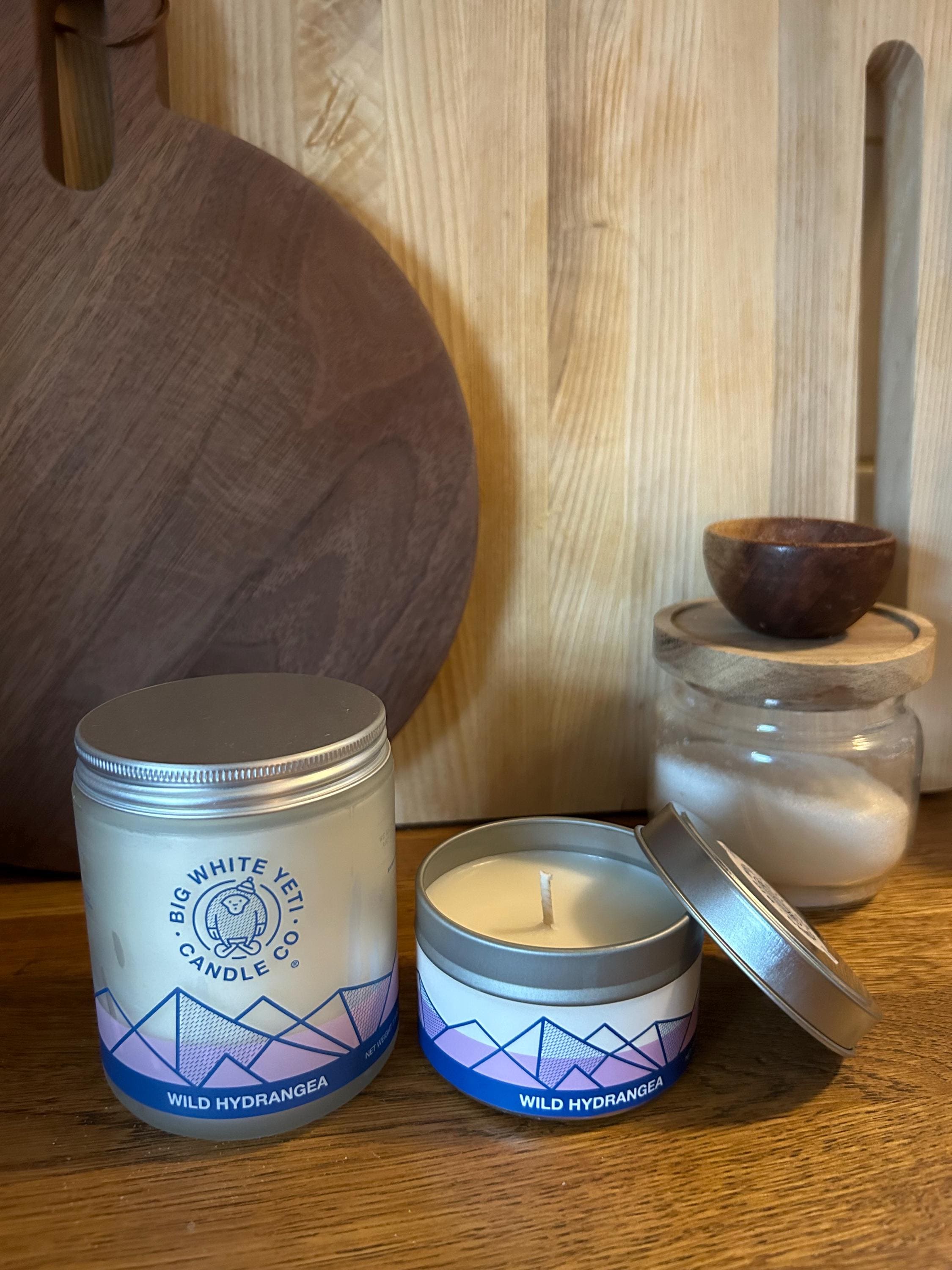 Wild Hydrangea Soy Candle - 6oz tin or 8oz glass jar