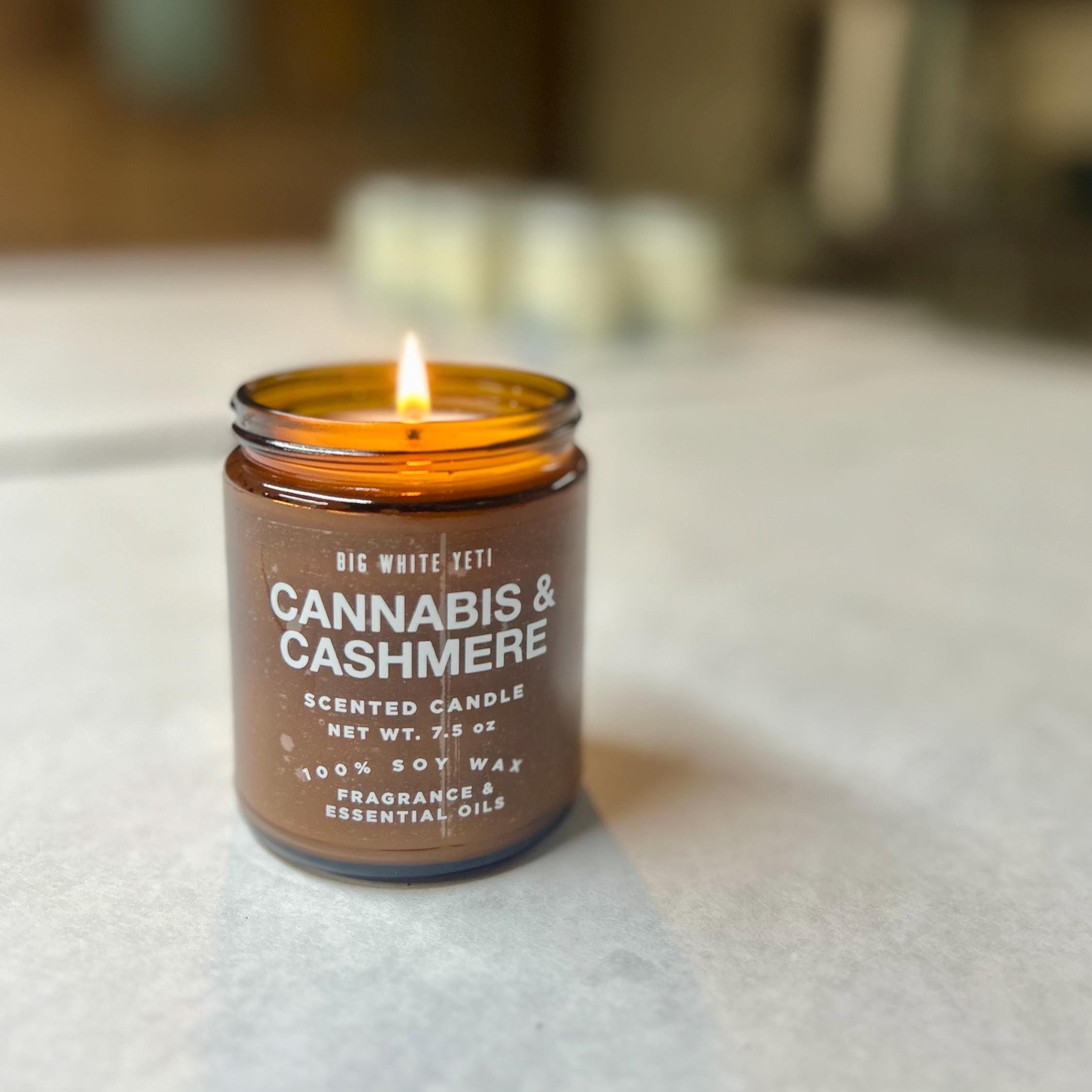 Cannabis and Cashmere Soy Candle- 8oz Amber Jar