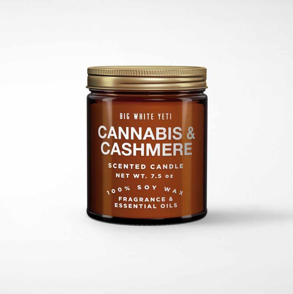 Cannabis and Cashmere Soy Candle- 8oz Amber Jar