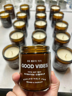 Beans and Barley Good Vibes -  Limited Edition Soy Candle -  8oz amber glass jar