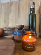 Beans and Barley Good Vibes -  Limited Edition Soy Candle -  8oz amber glass jar