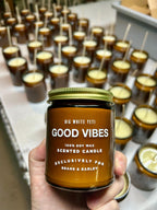 Beans and Barley Good Vibes -  Limited Edition Soy Candle -  8oz amber glass jar