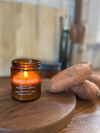 Beans and Barley Good Vibes -  Limited Edition Soy Candle -  8oz amber glass jar
